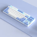 Wireless Bluetooth mechanical keyboard with metal construction in purple-white colour scheme