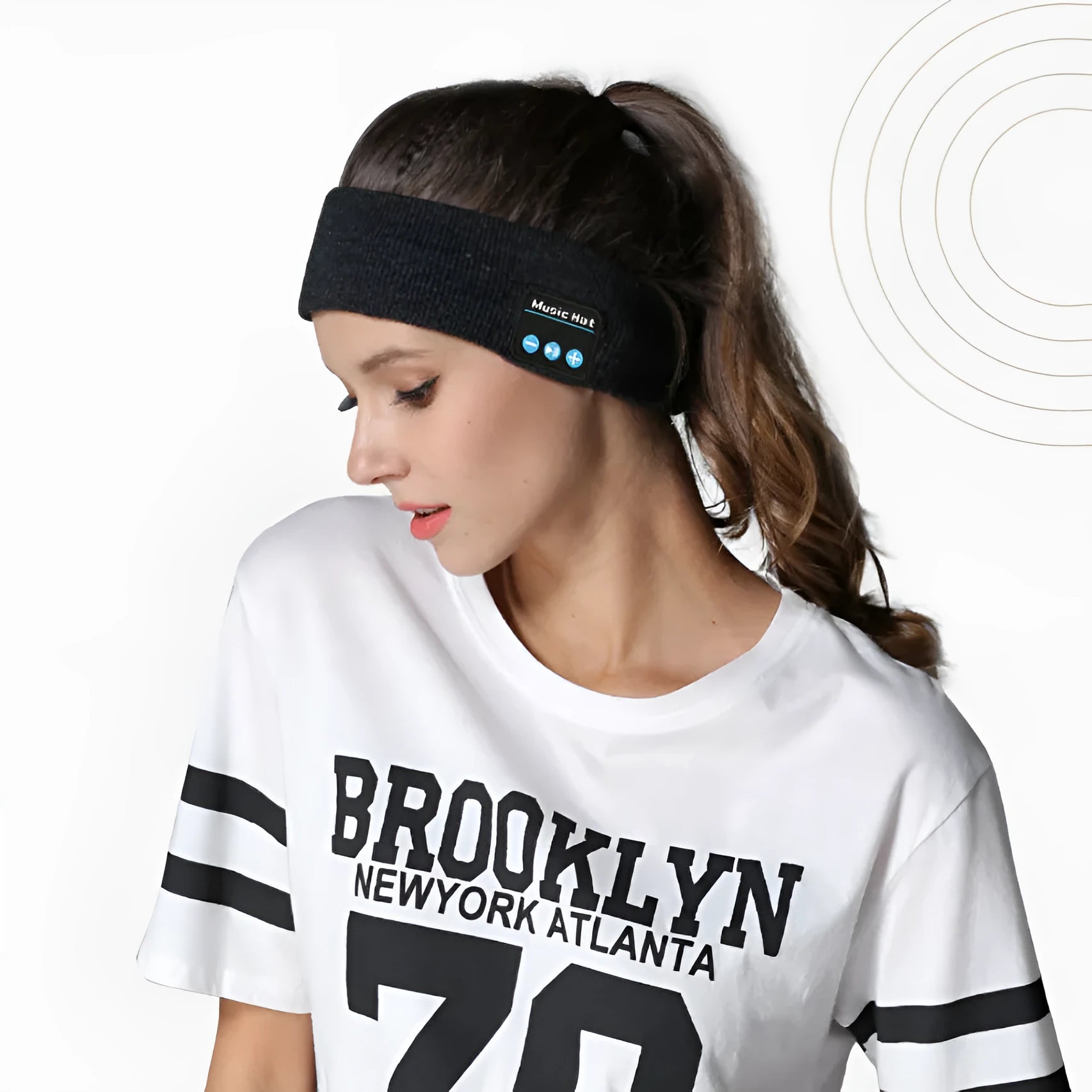 Bluetooth 5.4 eye mask sports scarf headband for exercise with removable washable fabric