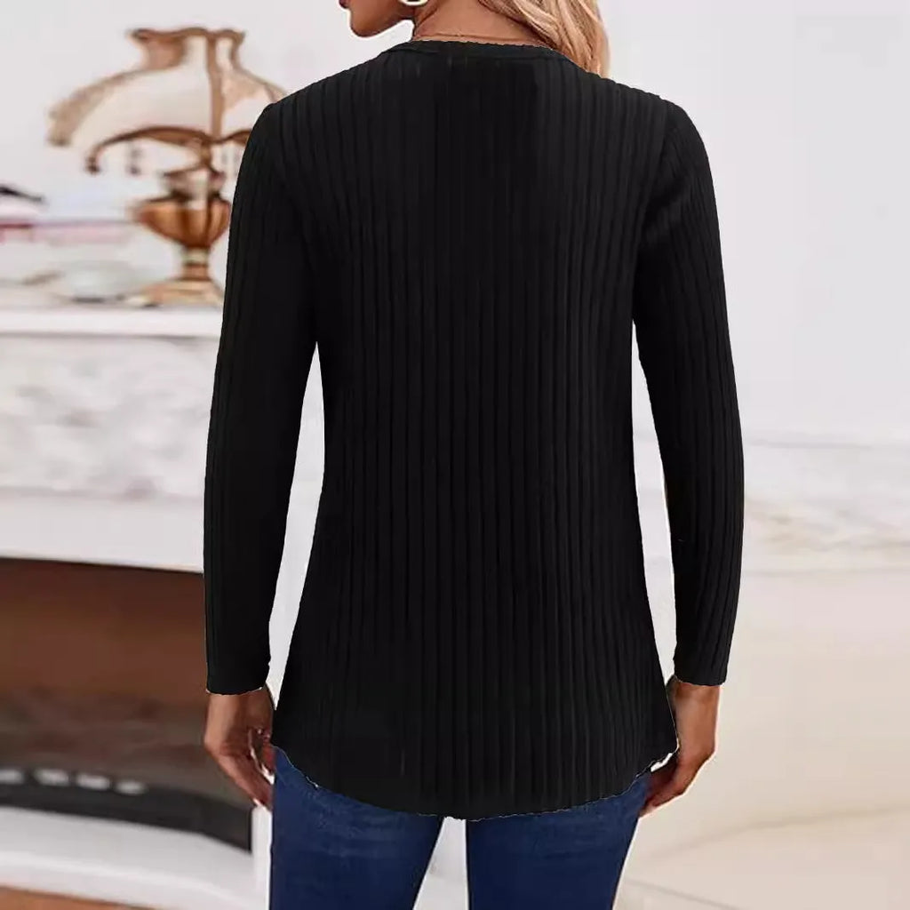 Japanese Korean style solid colour button sweater pullover with regular sleeves