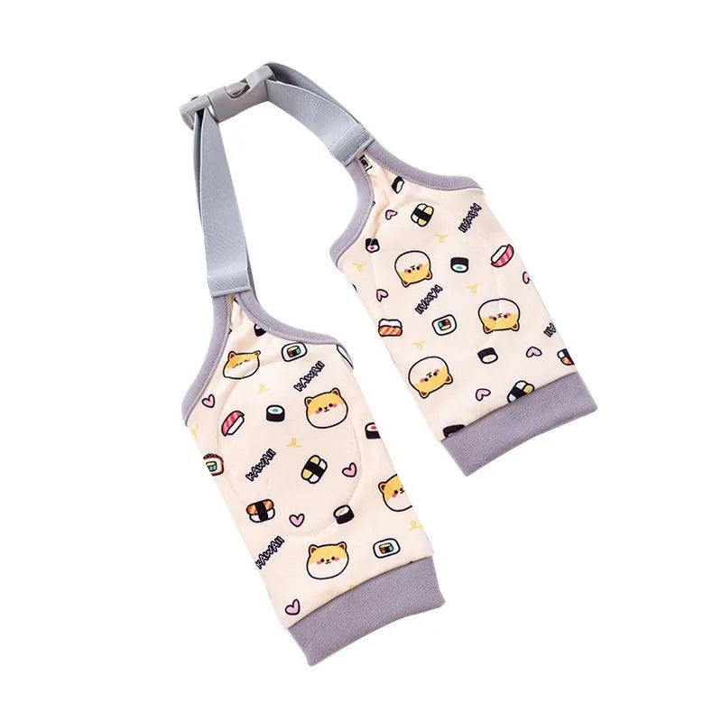 Adjustable dog knee protector with elbow padding and matching scarf in blue, grey or yellow