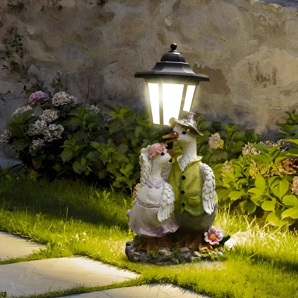 Hexagonal solar garden lamp in synthetic resin with decorative design