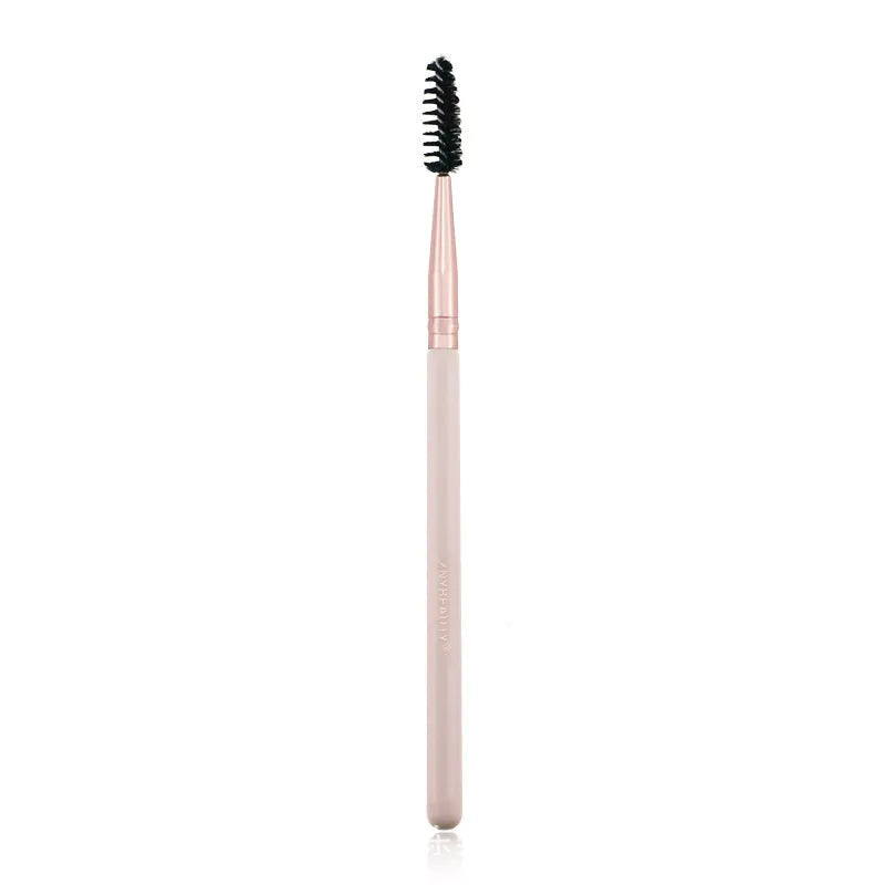 26 pink makeup brushes with wooden handles in a PU storage bag.