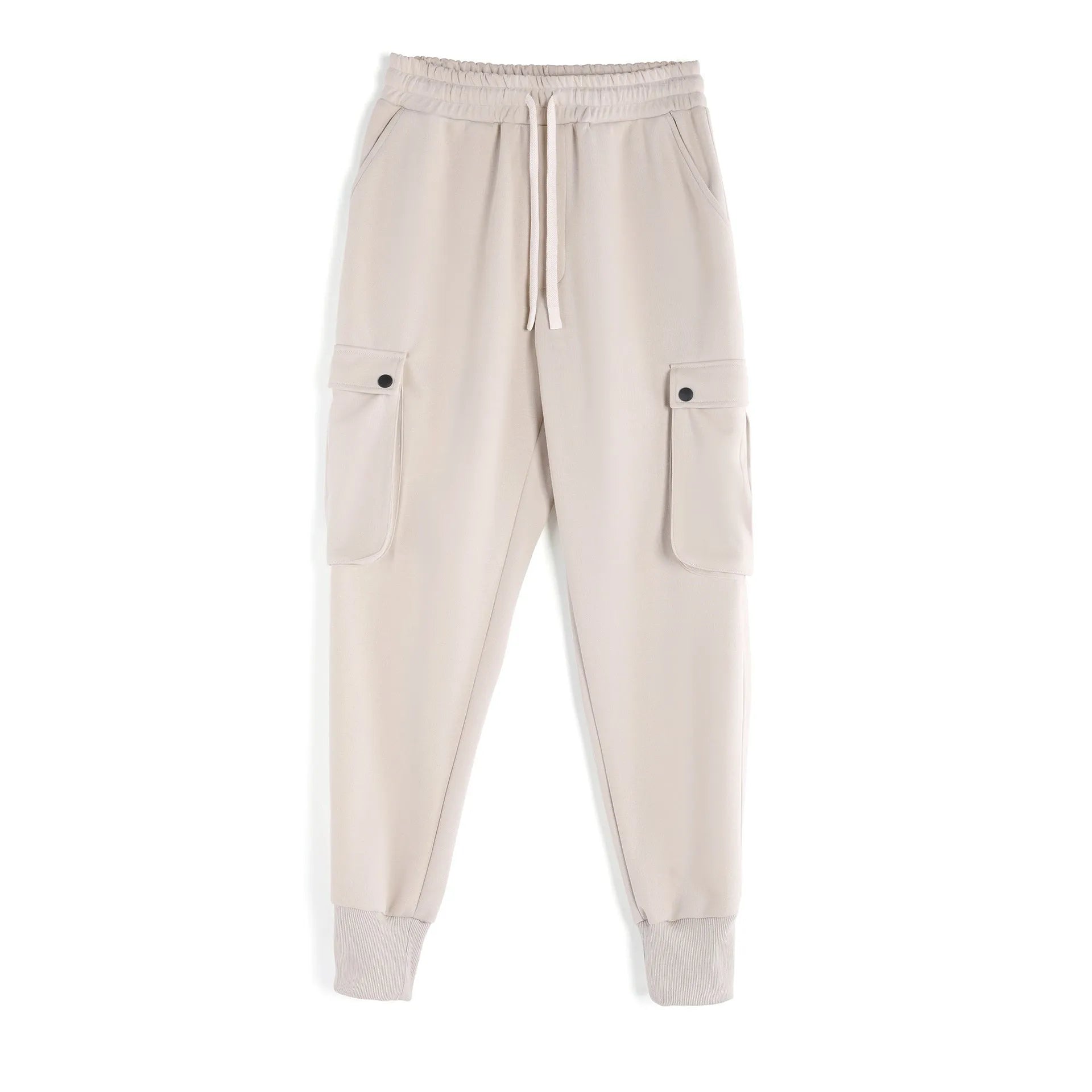 Men's loose fit cotton sports trousers with ankle tie detail and multiple pockets in various colour options