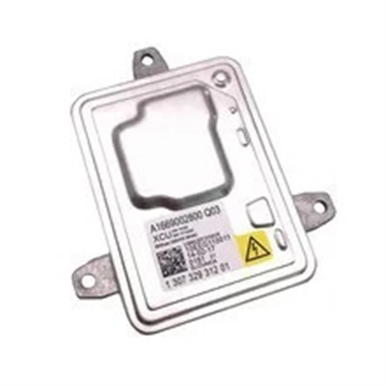 Headlight ballast with metal housing measuring 14 by 11 by 4.5 centimetres
