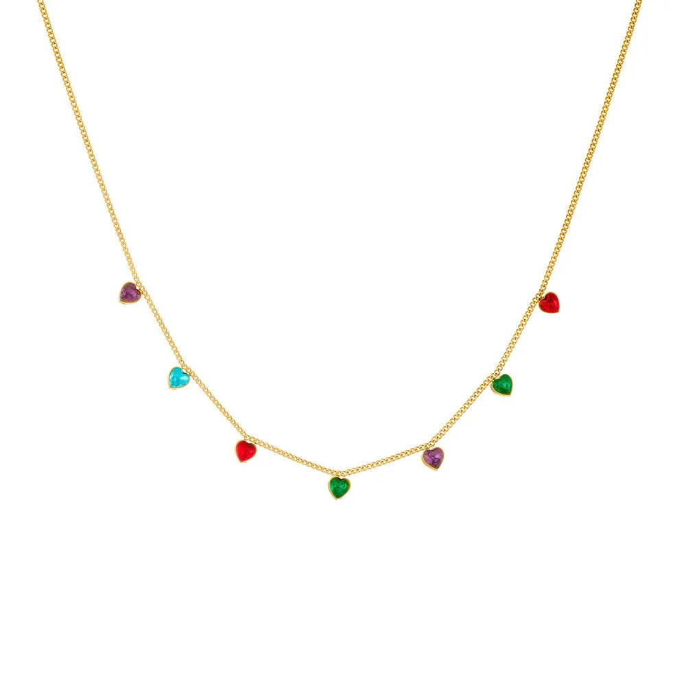 Gold-plated heart necklace on stainless steel chain with adjustable 41-50cm length