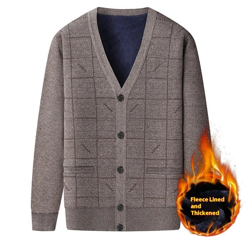 Men's plus size batwing sleeve cardigan with velvet lining in dark gray
