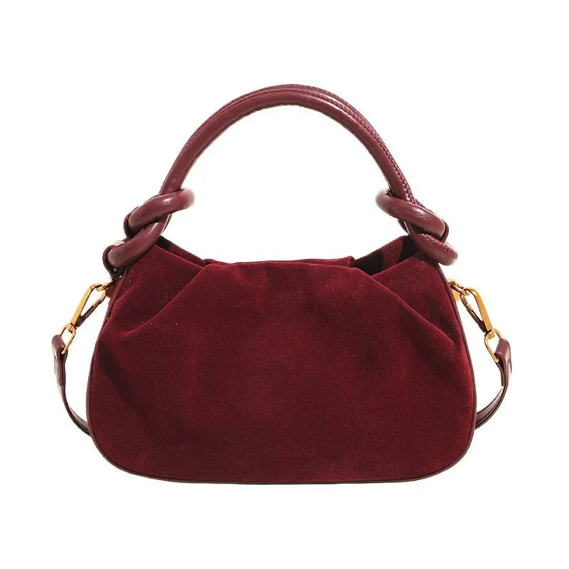Retro Korean style PU handbag with flap closure and letter detail, 22x7x13cm horizontal square shape