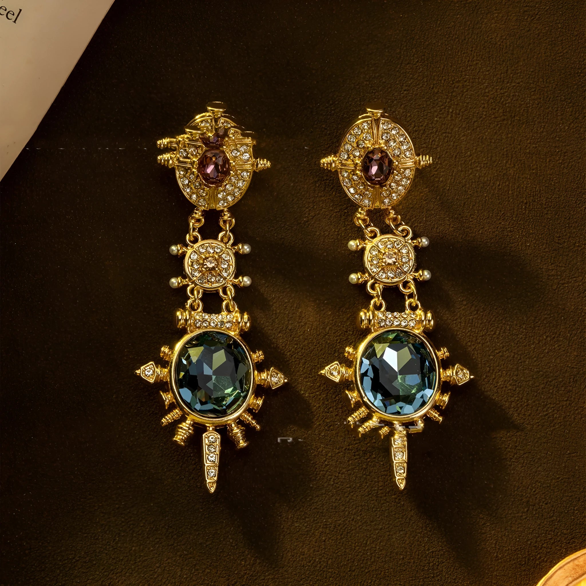 Gold retro geometric stud earrings with 10mm round shape and court style design