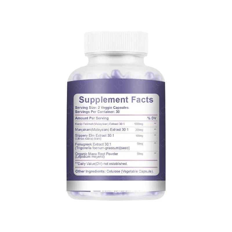 Bottle containing 60 vaginal capsules for adult intimate hygiene use