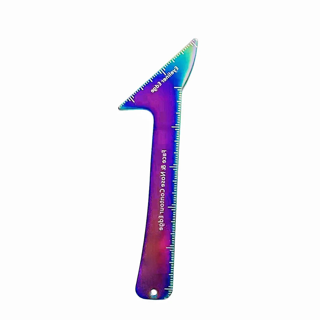 Reusable pink 3-in-1 eyeliner stencil tool for hooded eyes, winged liner, eyebrows, and contour.
