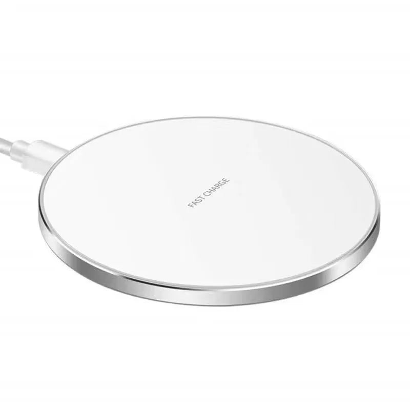 Black frosted 15W wireless charger pad with USB Type-C cable for mobile phone fast charging