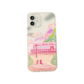 Soft silicone mobile phone case featuring a colourful two cat cartoon print on the back.