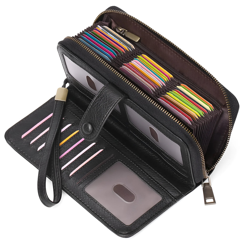 Women's expanding RFID-protected passport wallet in pu leather, shown in multiple colour options.