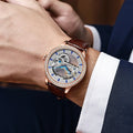 Men's zircon waterproof mechanical watch with transparent case back and multiple strap options