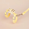 Pink adjustable cat leash with teddy bear and bee shapes on a polyester rope.