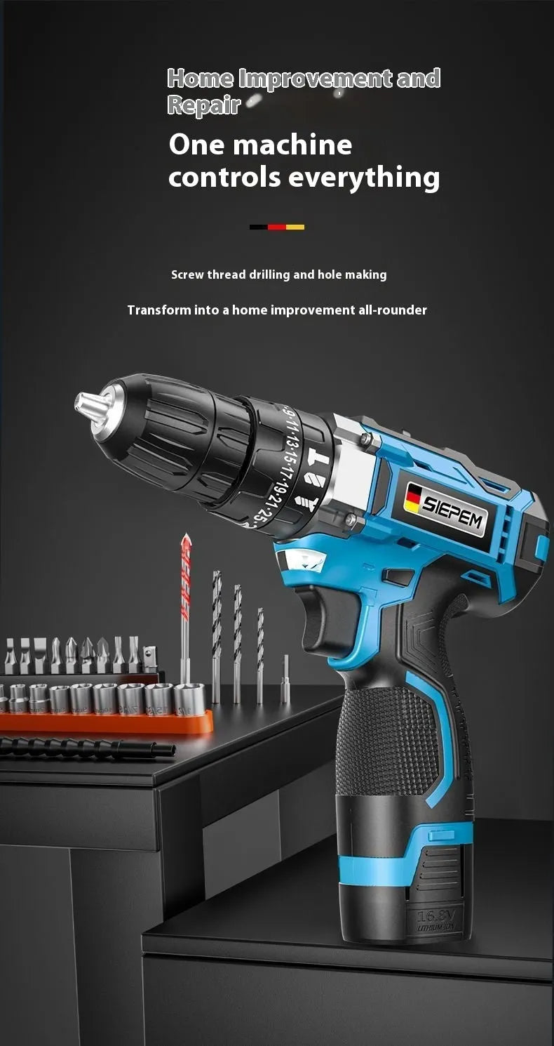 12V impact pistol drill electric screwdriver with two-speed control and pistol grip
