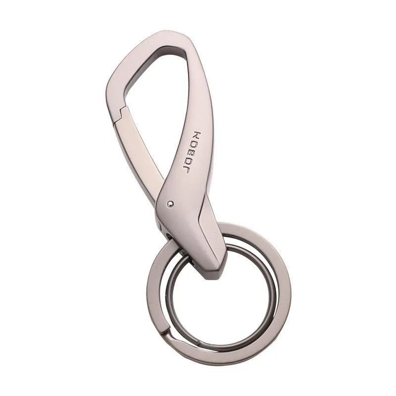 Zinc alloy car key waist hanging double ring keychain in black, chrome, and nickel colours