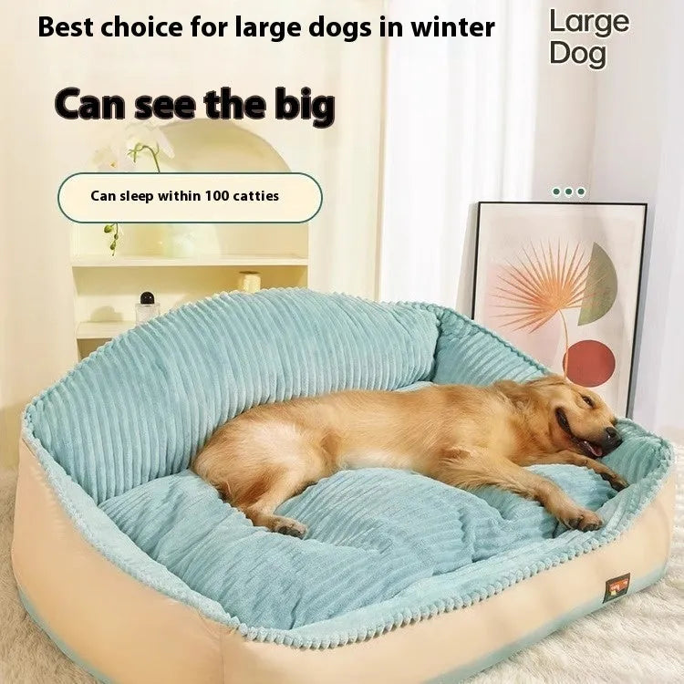 Morandi coloured pet bed with removable cover shown in M and L sizes for indoor dogs and cats
