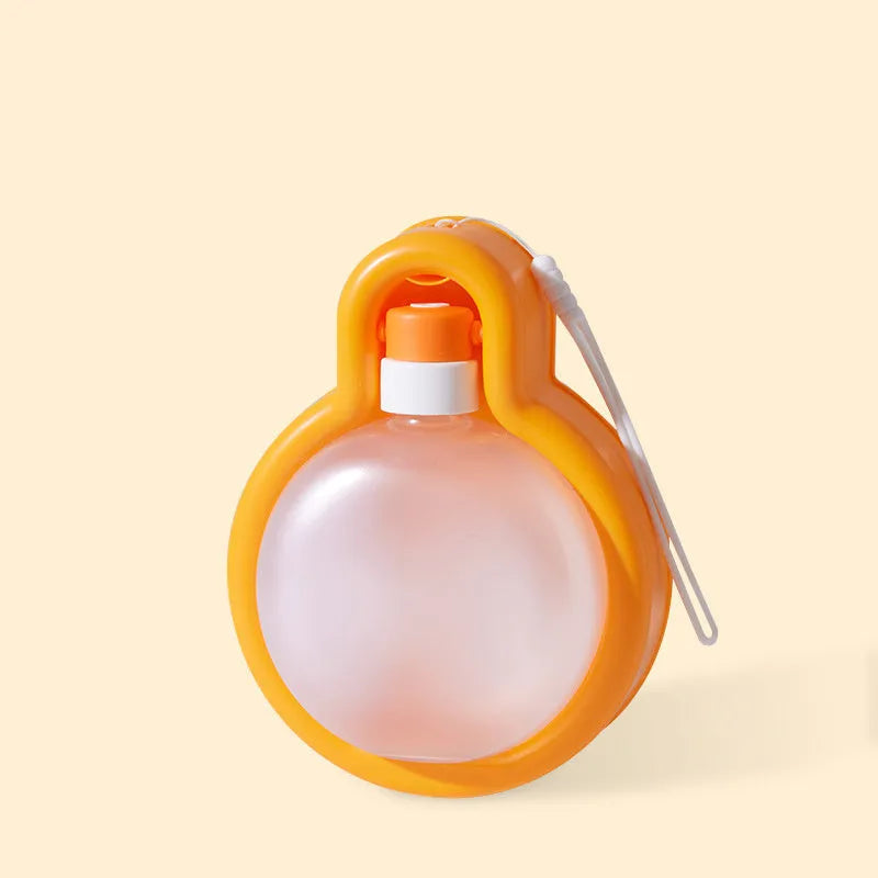 Green portable dog water bottle with detachable drinking bowl for travel