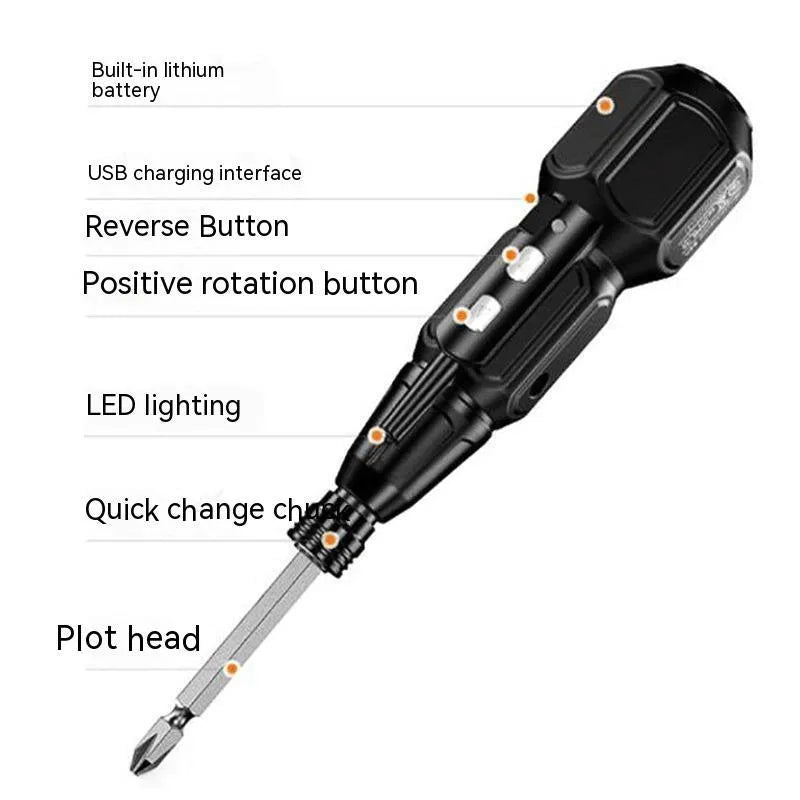 Alloy steel electric screwdriver with straight handle in black or blue colour, 36V rechargeable battery