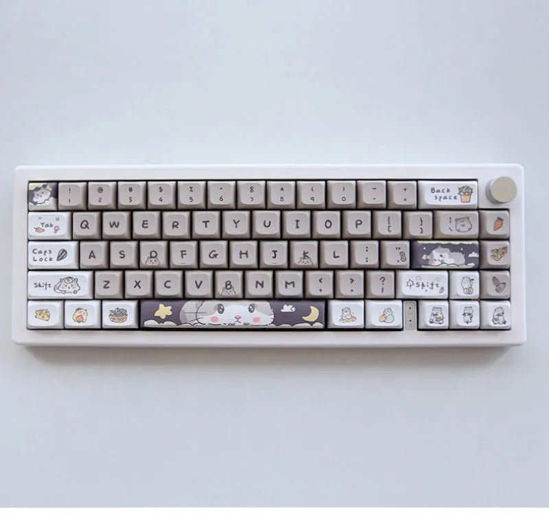 Custard-coloured plastic keycap set for 68 75 98 100 key mechanical keyboards