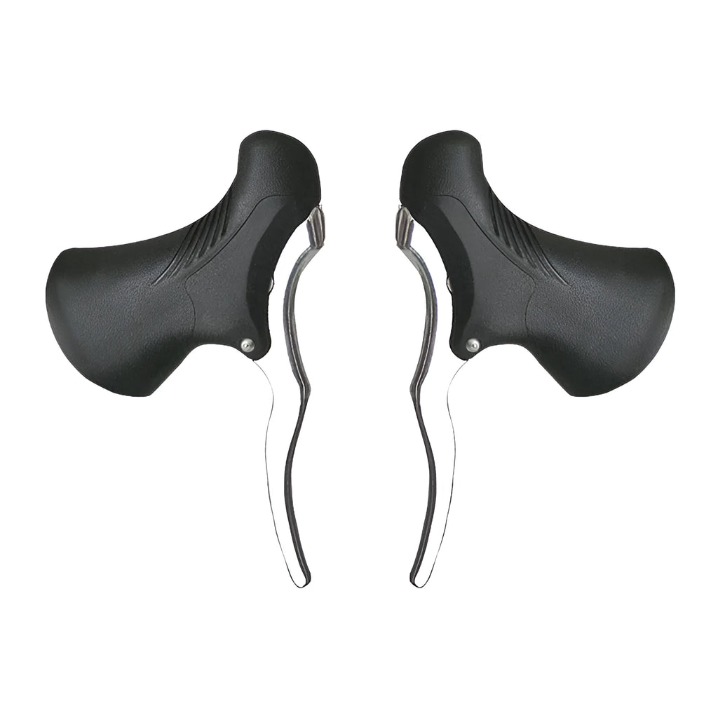 Road bicycle aluminium alloy brake handles in black and black silver for 22.2mm and 23.8mm handlebars