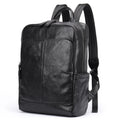 Genuine leather retro backpack in brown with visible sewing thread, waterproof and wear-resistant for daily use