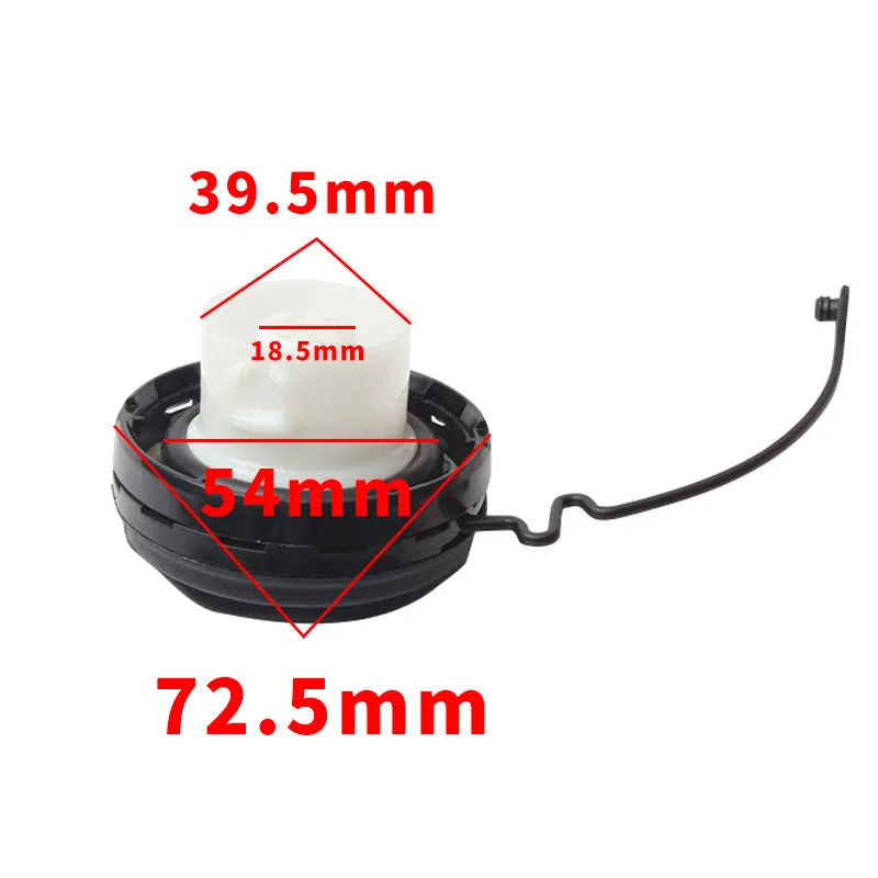 Black snap-type replacement fuel tank cap for Toyota vehicles