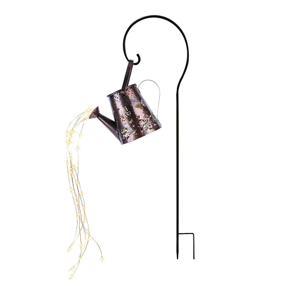 Solar garden lamp with tapered butterfly pattern in iron construction, warm white LED light