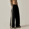 Black men's wide leg climbing trousers with high waist and straight leg design