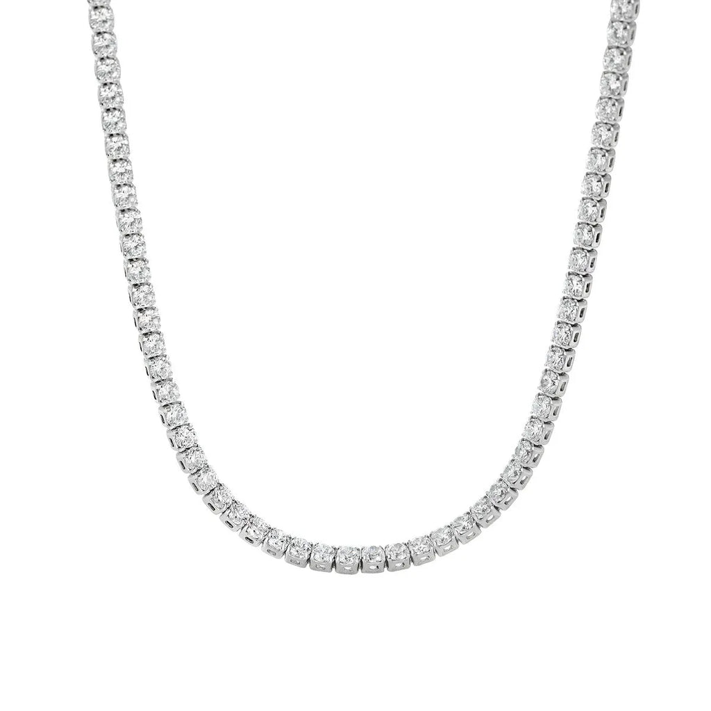 Women's sterling silver necklace with round design elements and diamond polishing treatment in silver colour