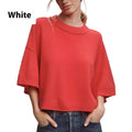 Red or white viscose fibre t-shirt with exposed navel design, available in sizes S to XXXL