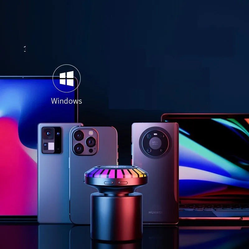 Small cubic voice control Bluetooth ambience lamp projecting Polar Light effects.