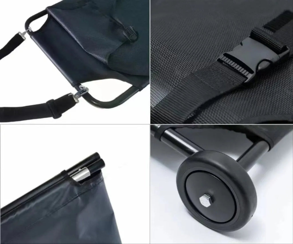 Black foldable aluminium pet stretcher in large size for emergency dog transfer