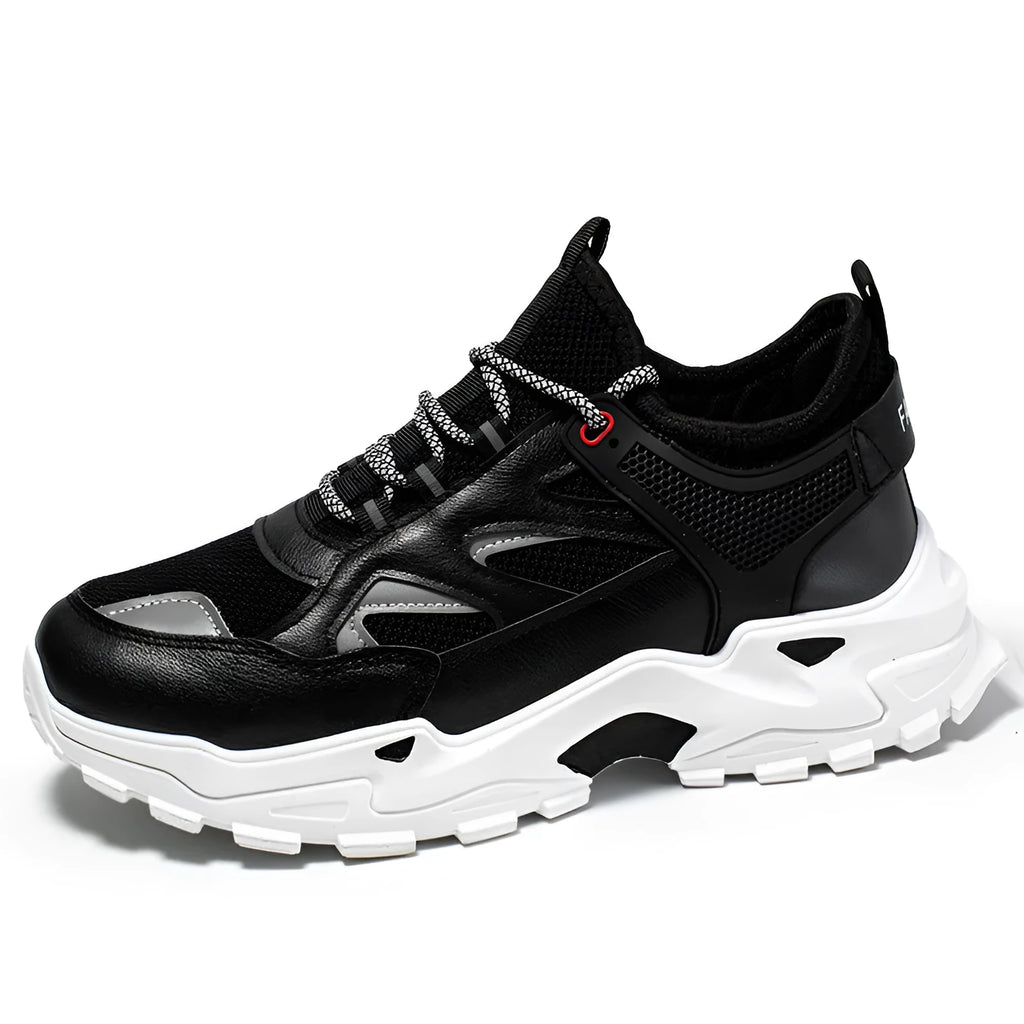 Four Seasons Sports Daddy Shoes mesh leather trainers in grey side view