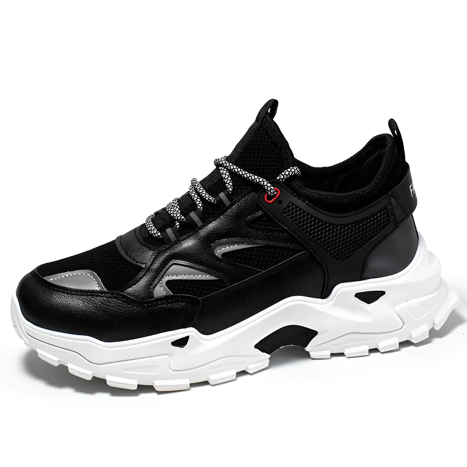 Four Seasons Sports Daddy Shoes mesh leather trainers in grey side view