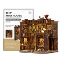 DIY wooden European architecture model of Sweet Dreams Book Hall with lamp line and matte rod