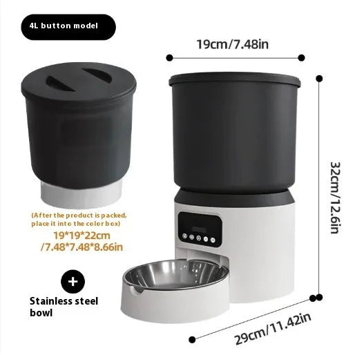 4L smart pet feeder for cats and dogs with choice of plastic or stainless steel bowl