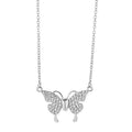 Gold titanium steel clavicle necklace with magnetic snap butterfly charm on twisted chain
