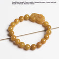 Carved Jinsi Jade money bracelet with golden thread patterns in two size options