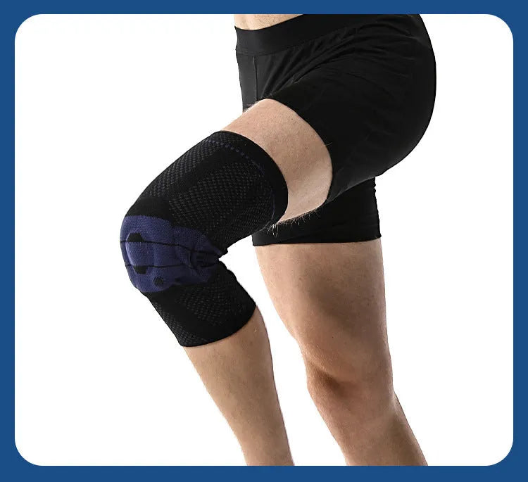 Adult black and blue nylon spandex basketball sports kneecap protector for running