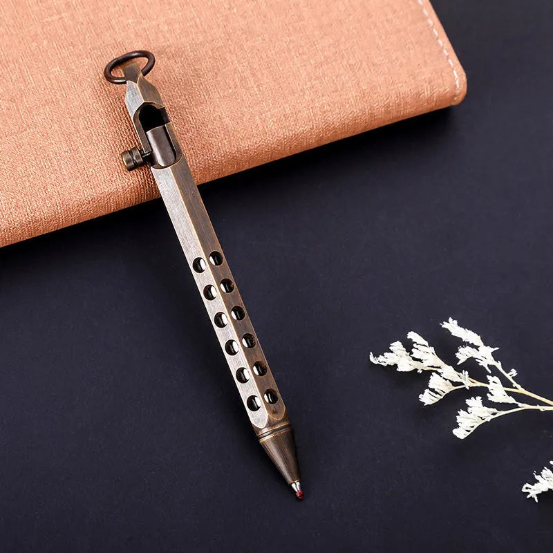 Brass hexagonal roller pen with retro six-angle design and 0.5mm tip