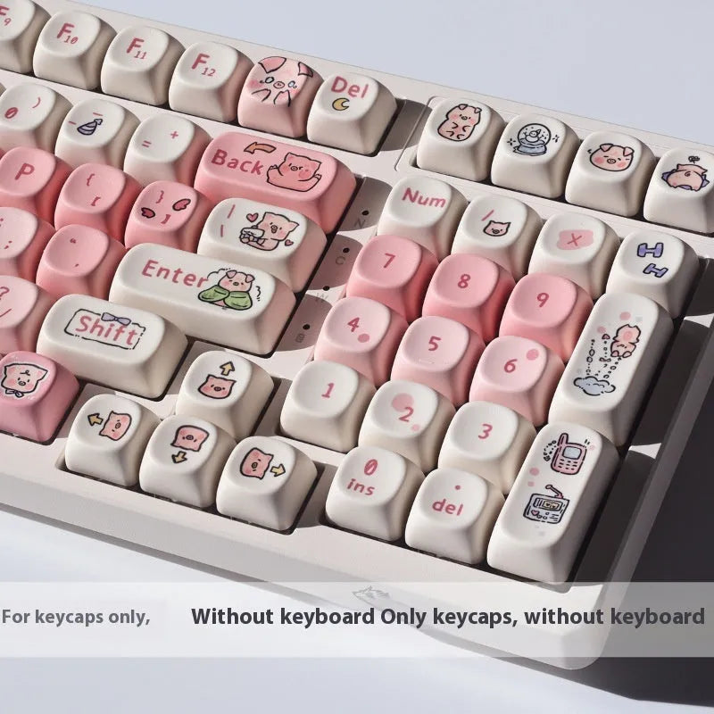 Pink Fragrant Pig PBT key cap for mechanical keyboards with five-sided sublimation printing