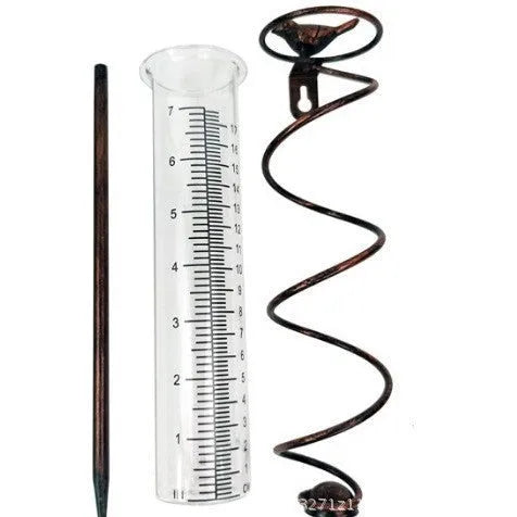 Cast iron bird design glass rain gauge for garden precipitation measurement