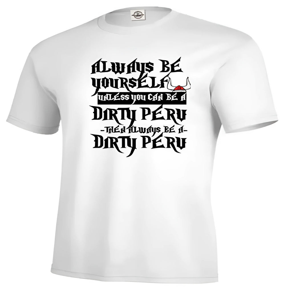 Men's white short sleeve polo shirt with printed design, straight cut casual style
