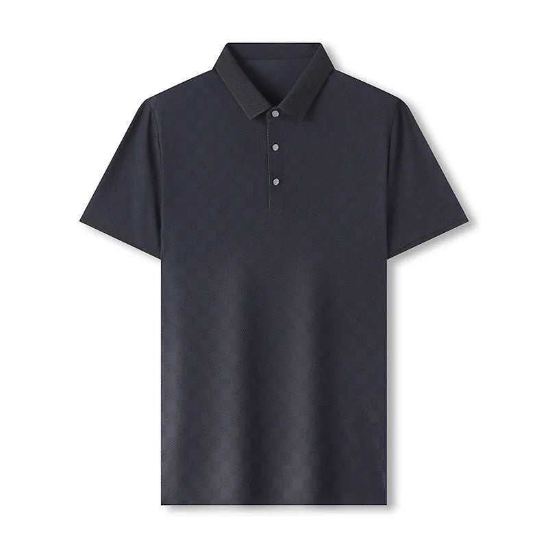 Rhombus brand thin ice silk short sleeve t-shirt in black, shown with a slit style detail.
