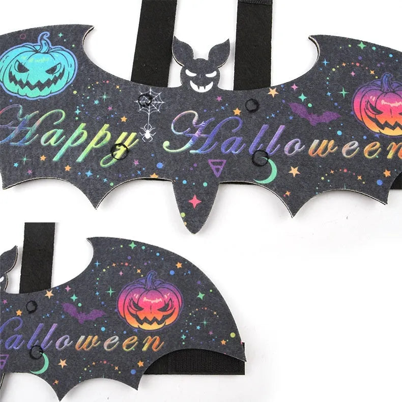 Halloween batwing costume for cats in felt material with multiple colour options