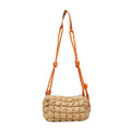 Women's lightweight nylon messenger bag in pillow shape with rhombus pattern and single shoulder strap