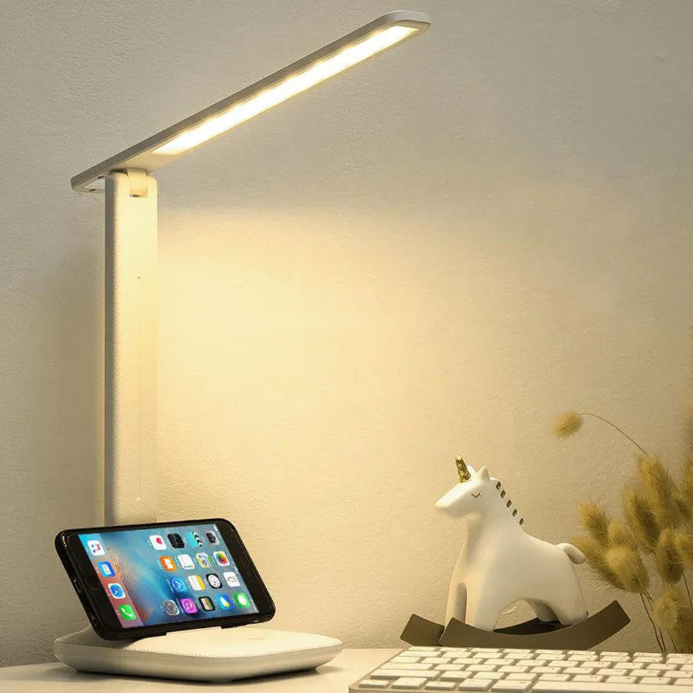 White touch dimming bedside lamp for children's bedroom with USB charging port