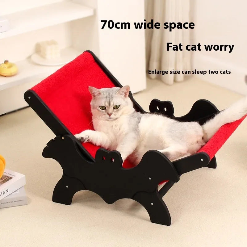 Black and red bat design wooden cat recliner pet bed MW-054